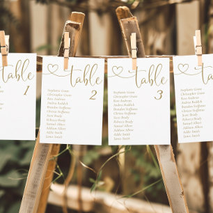Elegant Gold Table Number Seating Chart Cards