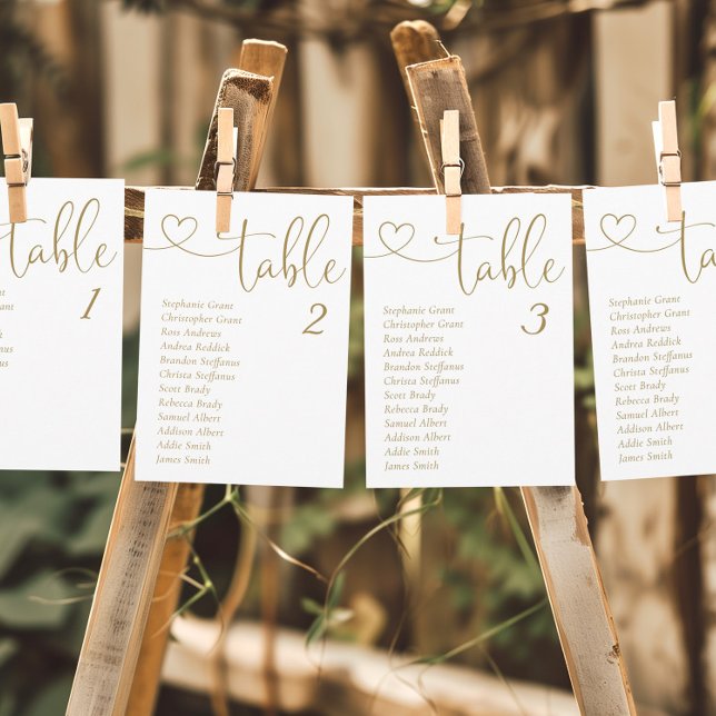 Elegant Gold Table Number Seating Chart Cards (Creator Uploaded)