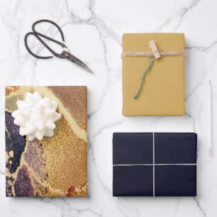 Elegant Gold Tan Purple Abstract  Wrapping Paper Sheet