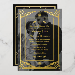 Elegant Gold Tarot Card Wedding Photo Invitation