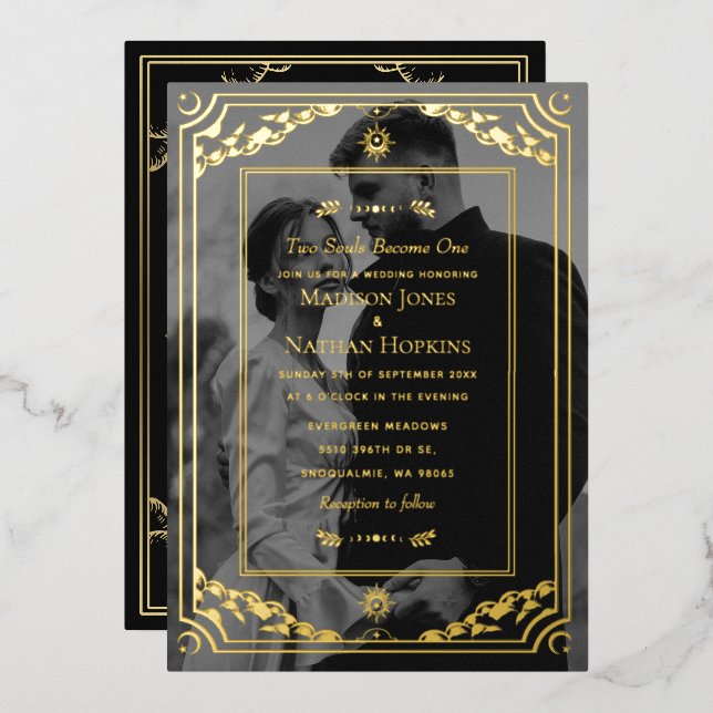 Elegant Gold Tarot Card Wedding Photo Invitation (Front/Back)