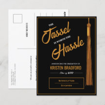 Elegant Gold Tassel Black Graduation Announcement