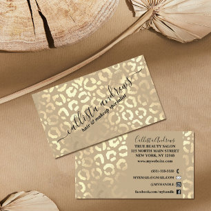 Elegant Gold Taupe Leopard Cheetah Animal Print Business Card