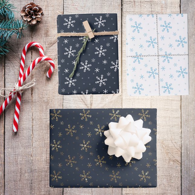 Elegant Gold Teal and White Snowflakes Wrapping Paper Sheet (Creator Uploaded)