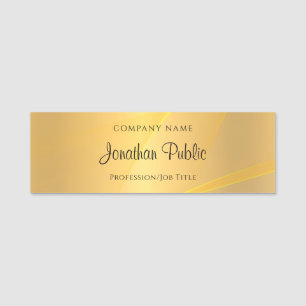 Elegant Gold Template Handwritten Script Modern Name Tag