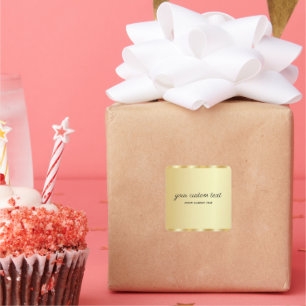 Elegant Gold Template Handwritten Your Custom Text Square Sticker