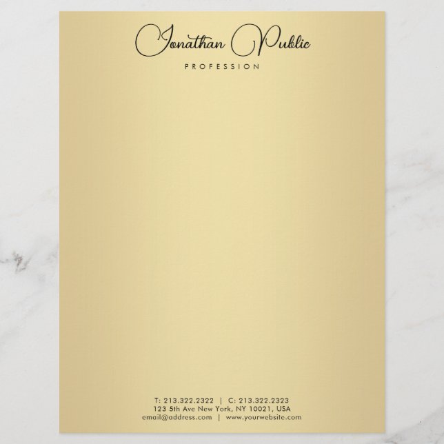 Elegant Gold Template Typography Modern Simple Custom Letterhead (Front)