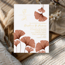 Elegant Gold Terracotta Foliage Wedding Invitation