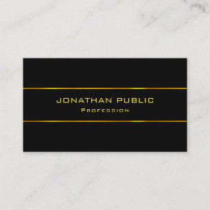 Elegant Gold Text Black Template Professional Business Card