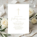 Elegant Gold Text Cross First Holy Communion Invitation<br><div class="desc">Elegant Script Gold Text and Cross First Holy Communion. Available digitally and printed. Simple elegance for this special time for your daughter or son. First Holy Communion is in a stylish set script. Easily personalise the rest of the words to your own. You can change text and background Colours if...</div>