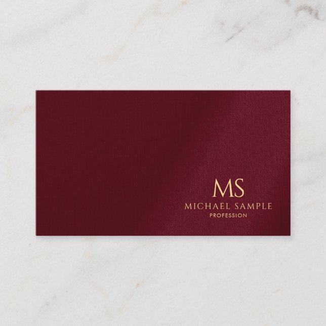 Elegant Gold Text Monogram Luxury Premium Linen Business Card (Front)