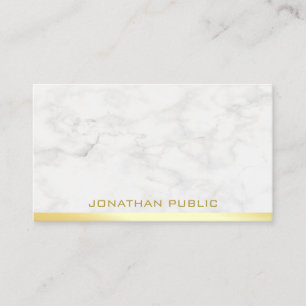 Elegant Gold Text Name Marble Template Modern Business Card
