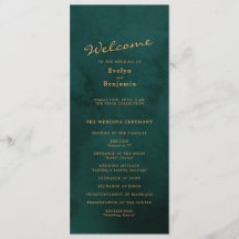 Elegant Gold Text with Green Background Wedding