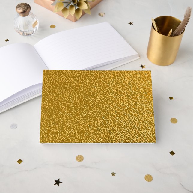 Elegant Gold Texture 9" x 6" Guest Book (Front Open)