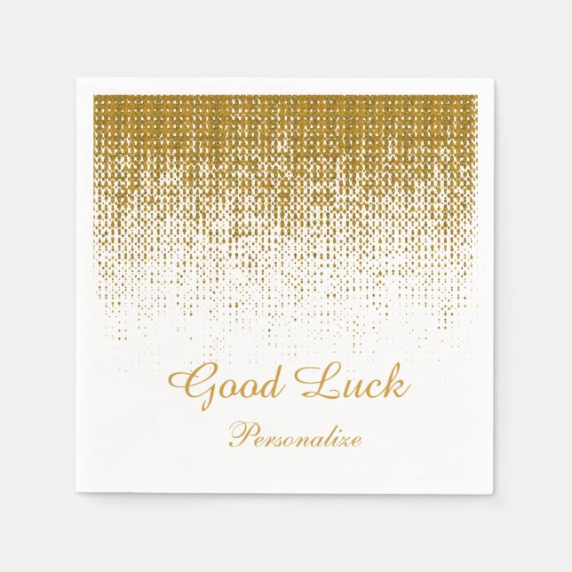 *Elegant Gold Texture Print on White Background Napkin (Front)