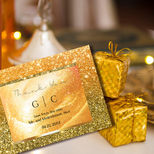Elegant Gold Thank You Card Glitter and Pearl
