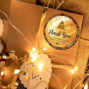Elegant Gold Thank You   Glitter and Pearl Classic Round Sticker