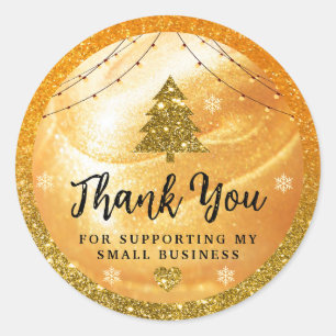 Elegant Gold Thank You Glitter and Pearl Classic Round Sticker