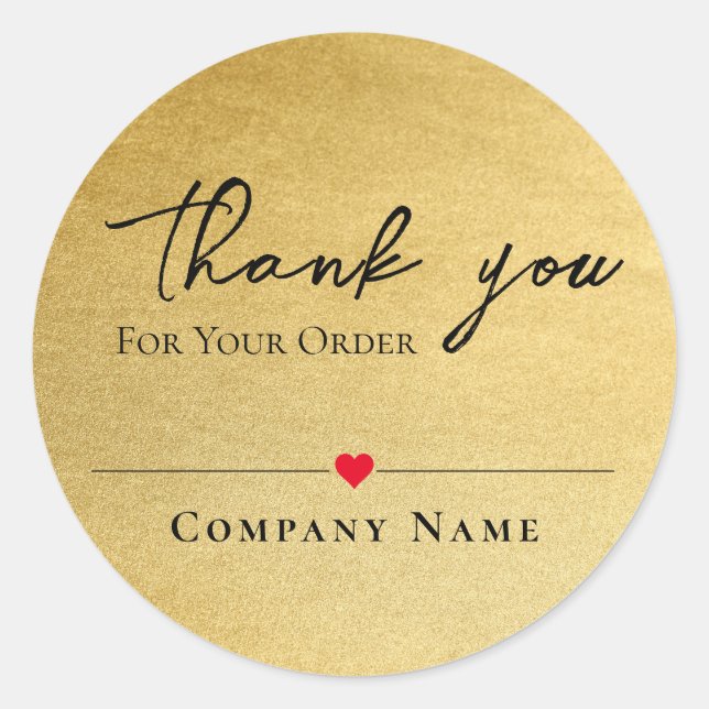 Elegant Gold Thank you label for business Sticker (Front)