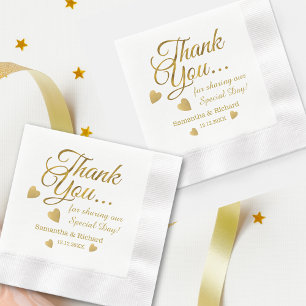 Elegant Gold Thank You Personalised Wedding Napkin