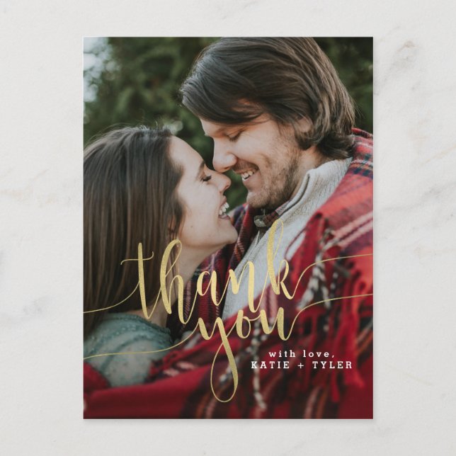 Elegant Gold Thank You Postcard (Front)