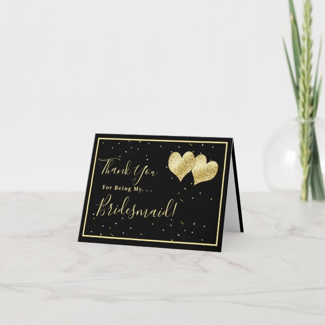 Elegant Gold Thanks For Being My Bridesmaid Card (Front)