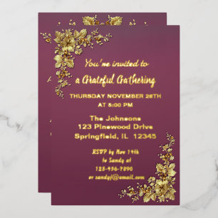 Elegant Gold Thanksgiving Foil Invita