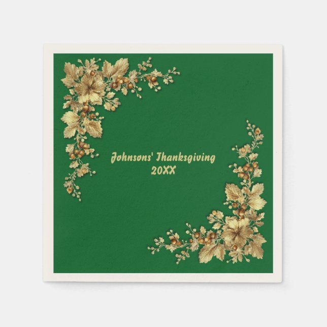 Elegant Gold Thanksgiving Napkin (Front)