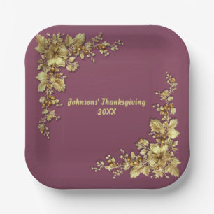 Elegant Gold Thanksgiving Paper Plate