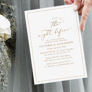 Elegant Gold The Night Before Rehearsal Dinner Invitation