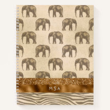 Elegant Gold Tiger Elephant Monogram Initials