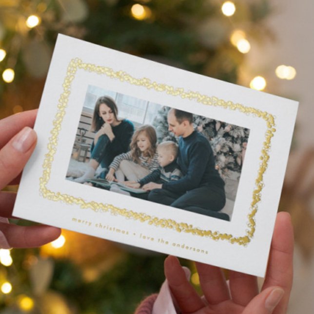 elegant gold tiny bubbles photo christmas frame foil holiday card (Creator Uploaded)