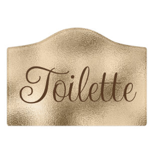 Elegant Gold Toilette Restroom Door Sign