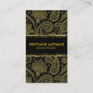 Elegant Gold Tones Ornate Paisley Pattern Template Business Card