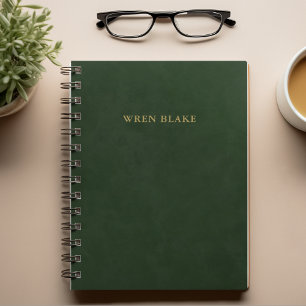 Elegant Gold Topography & Dark Green Leather Planner