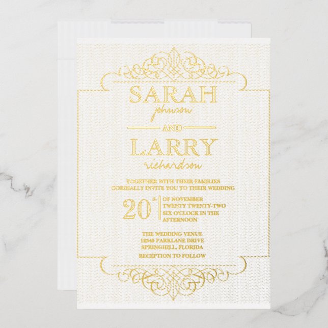 Elegant Gold Traditional Wedding  (Envelope)