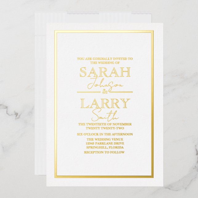 Elegant Gold Traditional Wedding Foil Invitation (Envelope)