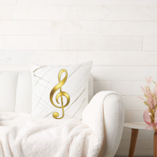 Elegant Gold Treble Clef Home Art Cushion