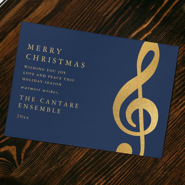 Elegant Gold Treble Clef Merry Christmas Non Photo Holiday Card (Creator Uploaded)