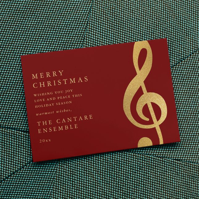 Elegant Gold Treble Clef Music Christmas Holiday Card (Creator Uploaded)