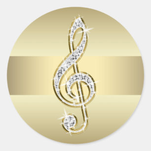 Elegant Gold Treble Clef Stickers