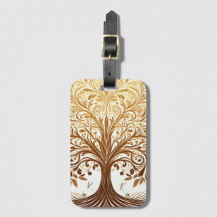 Elegant Gold Tree of Life Celebration Namaste Luggage Tag