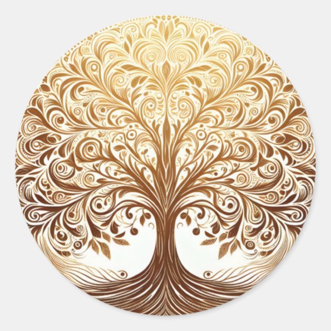 Elegant Gold Tree of Life Celebration Spiritual Classic Round Sticker (Front)