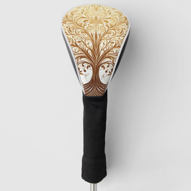 Elegant Gold Tree of Life Spiritual Celebration Golf Head Cover (Front)