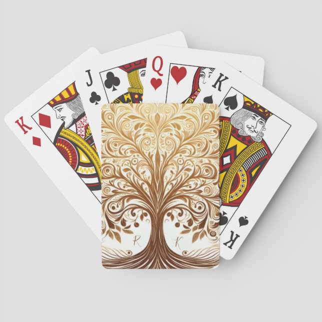 Elegant Gold Tree of Life Spiritual Celebration Playing Cards (Back)