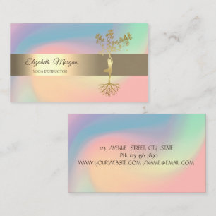 Elegant Gold Tree Yoga Holographic Business Card