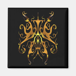 Elegant Gold Tribal Mask Abstract Design Magnet