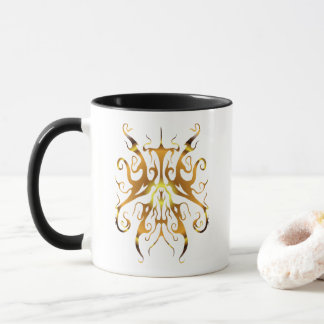 Elegant Gold Tribal Mask Abstract Design Mug