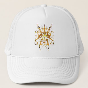 Elegant Gold Tribal Mask Abstract Design Trucker Hat