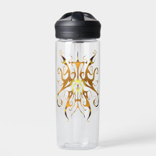 Elegant Gold Tribal Mask Abstract Design Water Bottle
